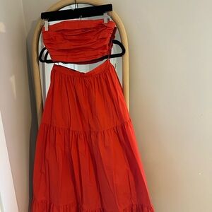 Red Strapless Top and Skirt Set